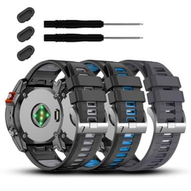 Imagem de GAFNED Pulseira de relógio Garmin Fenix 7S 7S Pro 6S 6S Pro 5S 5S Plus de 20 mm, pulseiras de silicone macio para smartwatch Approach S70 de 42 mm/Instinct 2S/Descent Mk2s (pacote com 3)