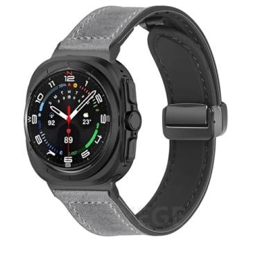 Imagem de QPDRNC Pulseira de couro de silicone para Samsung Galaxy Watch Ultra 47 mm pulseira magnética esportiva para relógio ULTRA7 47 mm sem lacunas, Ultra 47mm, Ágata