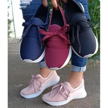 Imagem de Tênis Meia Feminino Esportivo Cadarço Confortável - ADRI, 35, Vinho