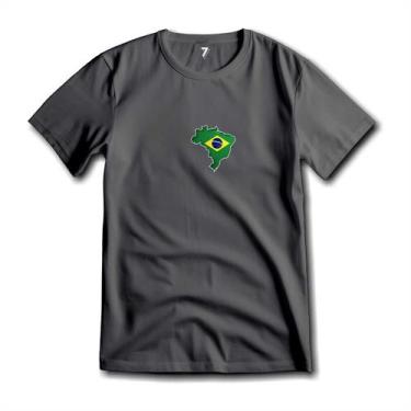 Imagem de Camiseta Brasil Estampa Mapa Malha Fria Antipilling - Sete Sete Esport
