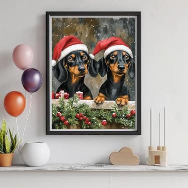 Imagem de Kits de arte de diamante 5D para adultos - kits de pintura de diamante de Natal DIY, broca redonda completa - artesanato de ponto cruz bordado de cristal para decoração de parede, presentes de Natal