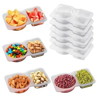 Imagem de 10 recipientes portáteis de camada dupla, bandejas de molho e molho de plástico reutilizáveis, ideais para viagens, lanches e preparação de refeições, copos transparentes para mergulhar