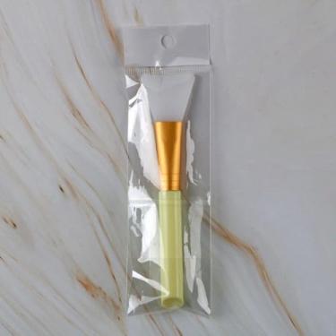 Imagem de Pincel de máscara facial de silicone, aplicador de maquiagem, ferramenta para creme de argila e cuidados com a pele, bastão de mistura amarelo