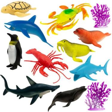 Imagem de Brinquedo Kit 12 Lindos Animais Miniatura Fundo Do Mar Top - STORE SHA