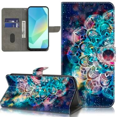 Imagem de ALILANG Capa para Samsung Galaxy A57 5G, carteira de couro PU com suporte para cartão de função de pé e alça de pulso para capa de telefone Samsung A57 - mandalas coloridas