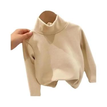 Imagem de Camiseta De Veludo Para Meninos E Meninas, Gola Alta, Manga Longa, Cor