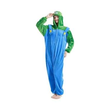 Imagem de Fantasia Cosplay Adulto Unissex Luigi Super Mario Anime Game Kigurumi 