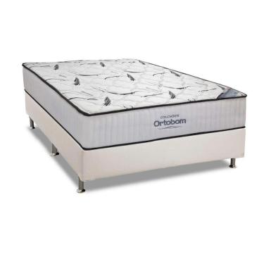 Imagem de Cama Box Casal: Colchão Espuma Ortobom High Foam + Base Crc Courano White(138x188)