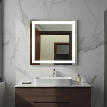 Imagem de Espelho Quadrado Com Led Jateado E Lapidado Luxuoso jateado moderno ca
