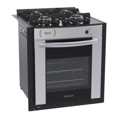 Imagem de Fogão De Embutir 4 Bocas Venax Gaudi Prisma Vítreo Bl Inox A Gás Forno Easy Clean 51,8l 25373