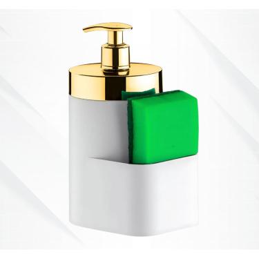Imagem de Porta Detergente Dispenser Pia Eleganza Luxo Branco - Dourado