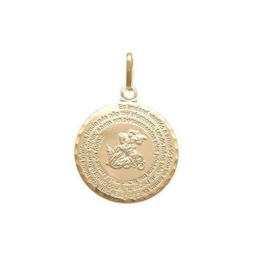 Imagem de Pingente Medalha 25Mm Com Oração De São Jorge - Brilhante Folheados