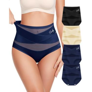 Imagem de Roupa íntima feminina MIOTAN High Waisted Tummy Control, pacote com 4