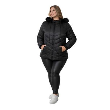 Imagem de Jaqueta Bobojaco Revestida Feminina Com Capuz Plus Size Preto - Roger,