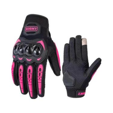 Imagem de Luvas De Motocicleta Femininas Em Rosa E Roxo Com Tela Sensível Ao Toq