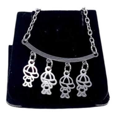 Imagem de Colar CHOKER AÇO INOX Mãe 4 Filhos Meninos VAZADO FEMININO - ASA