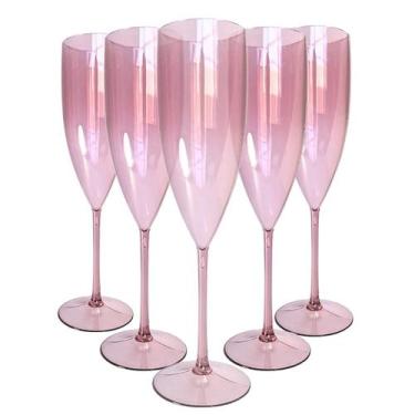 Imagem de Kit 6 Taças de Champanhe Acrílico 160ml - Cristal & Colorido Elegância