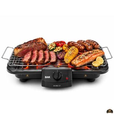 Imagem de Churrasqueira Elétrica Bak 1500w Portátil Grelha Inox - NoBrand, 110V