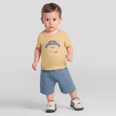 Imagem de Conjunto bebê menino com bordado Brandili Baby, G, Amarelo claro