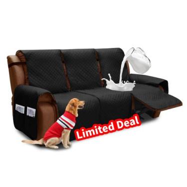 Imagem de Capa para Sofá Reclinável XINEAGE 3 Lugares Resistente à Água Preta