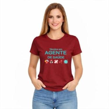 Imagem de Camiseta Feminina Agente de Saúde Slim Básica Manga Curta Moda Casual-Feminino