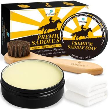 Imagem de Kit Limpeza de Couro Feilove 3 em 1 com Sabão para Selas 100 g