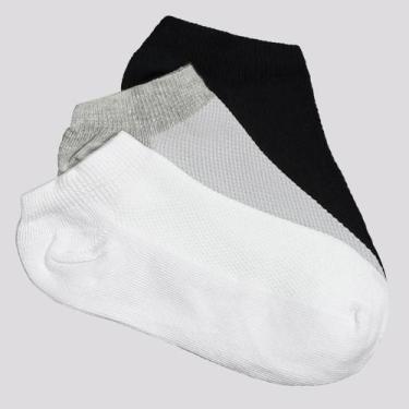 Imagem de Kit Meia Selene 3 Pares Sapatilha Infantil Branca Preta e Cinza, 25-28