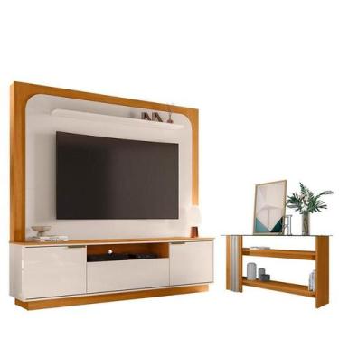 Imagem de Estante Home Theater Nilo sem Pés com Aparador Frizz Cinamomo Off Whit