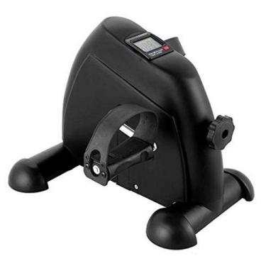 Imagem de Mini bicicleta ergométrica preta com monitor para fisioterapia e reabi