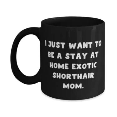 Imagem de Caneca exótica de ar curto I Just Want to Be a Stay at Home, caneca de 325 g, 443 ml, presente de gato curto exótico de amigos, copo fofo para mãe gato