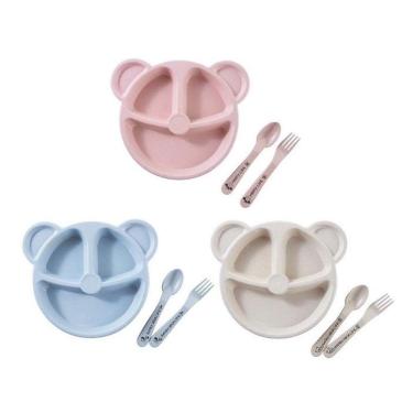 Imagem de Prato Ecologico Infantil Com Diviórias e Talheres Livre BPA