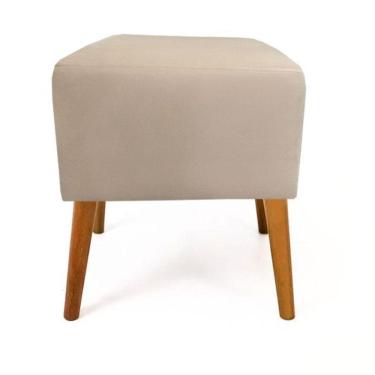 Imagem de Puff Quadrado Bege Pés Palito Puff Marrocos
