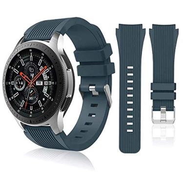 Imagem de HSWAI Compatível com Samsung Galaxy Watch 46 mm/Gear S3 Frontier, pulseiras de relógio clássicas/pulseiras Galaxy Watch 3 de 45 mm, pulseira de silicone macio de 22 mm pulseira esportiva para homens e mulheres. (ardósia)