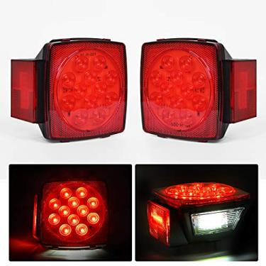 Imagem de Nilight 2 peças de luz quadrada de LED para reboque submersível de perfil baixo IP68 LED Stop Turn Tail Marcador lateral luz de licença para reboque utilitário de 12 V, trailer, caminhões, veículos de neve marítimos (TL-23)