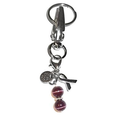 Imagem de Chaveiro com pingente de conscientização do câncer, bolsa feminina, bolsa ou colar e pingente de pulseira, vem em uma caixa de presente!, Dark Purple (Pancreatic Cancer)