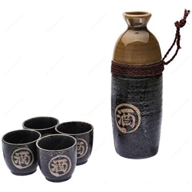 Imagem de Conjunto de saquê japonês com símbolo Kanji "SAKE"