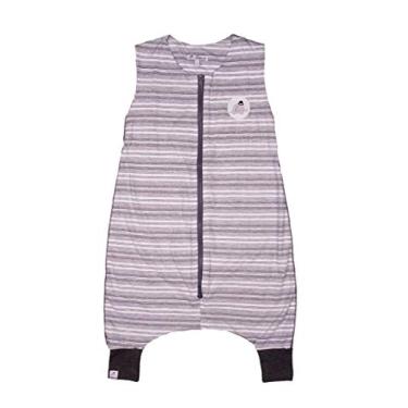 Imagem de Saco de dormir infantil com pé Malha Listrada Branca e Cinza, Lefante, Branco, 4