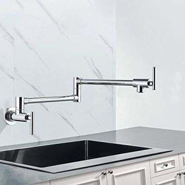 Imagem de Torneira de parede preta cromada única torneira de água fria 360 bico giratório torneira de lavagem dobrável pescoço torneira da cozinha do banheiro, C2