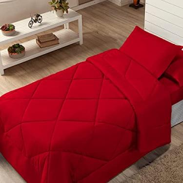 Imagem de Kit Edredom Solteiro Coberdrom 2 Peças Cobertor Margarida Cor:Vermelho