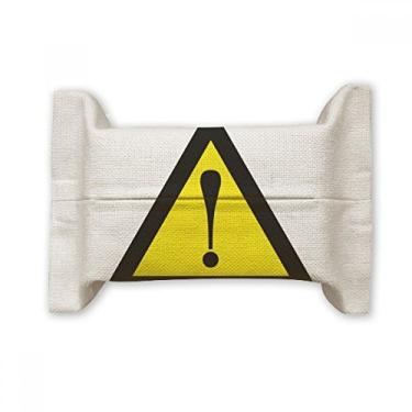 Imagem de Símbolo de aviso amarelo preto seguro triângulo capa de papel para lenços faciais bolsa de linho de algodão