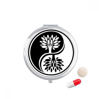 Imagem de Caixa de comprimidos redonda Culture Religion White Yin-yang com bolso para remédios