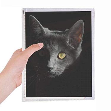 Imagem de Caderno preto de gato selvagem com estampa de folhas soltas e diário recarregável