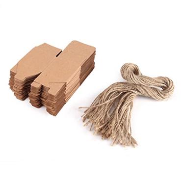 Imagem de DOACT Caixa Kraft, 50 peças de papel kraft marrom quadrado lembrancinha de casamento doces chocolate presente caixas de suprimentos de festa