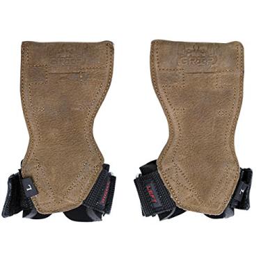 Imagem de (Large 19cm - 22cm Wrist Size, Brown Nubuck Leather) - Lifting Grips PRO Weight Gloves Best Heavy Duty Straps Alternative to Power Hooks Deadlifts Adjustable Neoprene Padded Wrist Wrap