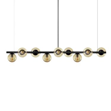Imagem de Lustre Pendente Figo Preto 1,5M - 9 Globos de Vidro Âmbar