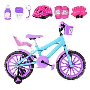 Imagem de Bicicleta Infantil Feminina Aro 16 Nylon + Kit Premium - Flexbikes