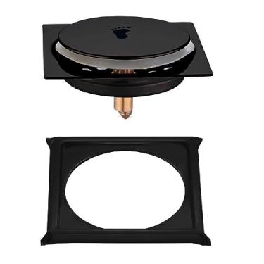 Imagem de Ralo Click Oculto Inteligente Quadrado 15X15cm Preto Com Porta Grelha