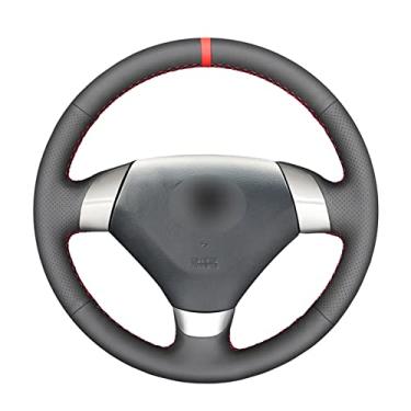 Imagem de Capa de volante de couro confortável antiderrapante costurada à mão preta, apto para Honda Accord Coupe 7 Accord Euro Acura TSX 2003 2004 a 2008 3 raios