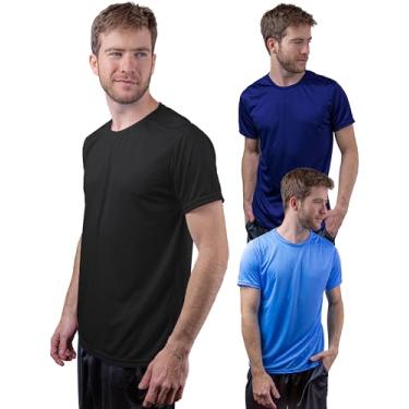 Imagem de Kit 3 Camisetas Dry-Fit Com Proteção UV 50+ Manga Curta Térmica Tecido Termodry Academia Secagem Rápida - Preto, Turquesa, Marinho - P