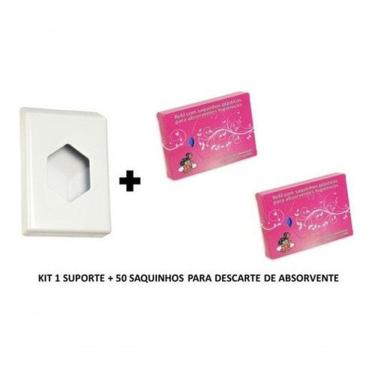 Imagem de Kit 1 Suporte 50 Saquinhos Refil Para Descarte De Absorvente